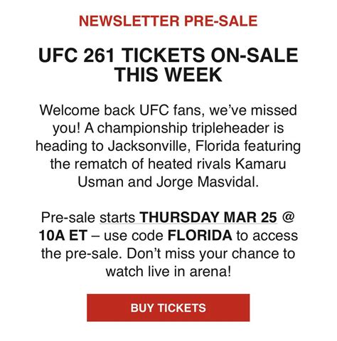 ufc newsletter presale|mma newsletter.